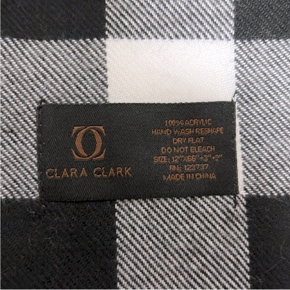 Black and White Buffalo Plaid Scarf - Picture 3 of 4